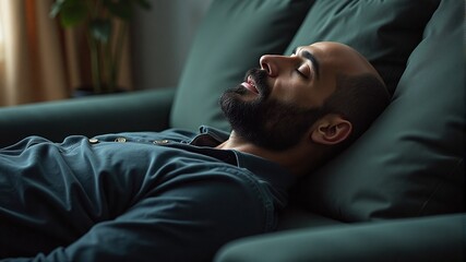 Man taking a nap on a couch