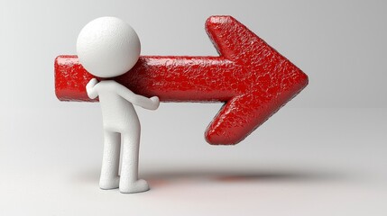 This image portrays a character embracing a large red arrow, symbolizing support, direction, and the importance of guidance in achieving personal and professional goals.