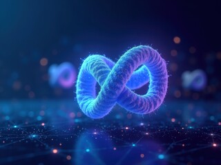 Exploration of post-quantum cryptography concepts featuring a vibrant 3D representation of quantum entanglement