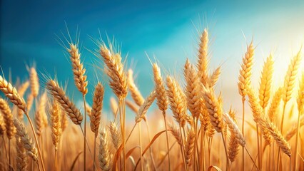 Golden Wheat Stalks Bask in the Warmth of a Summer Sunset, a Vibrant Agricultural Scene of Ripe Grain Ready for Harvest