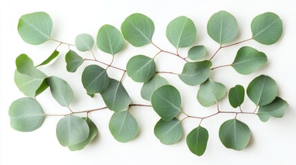 Obraz premium Elegant Eucalyptus Branches on White Background
