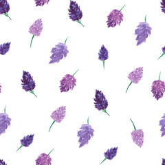 Seamless pattern of flowers and leaves. Watercolor illustration.