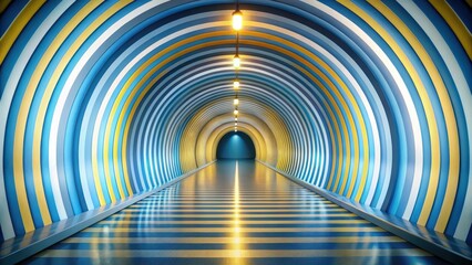 Fototapeta premium Striking Abstract Tunnel with Illuminated Pathway and Circular Walls in Vibrant Hues