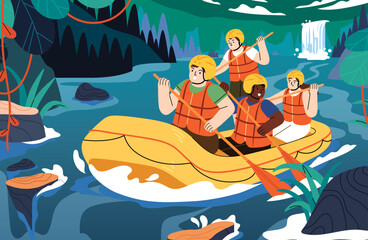 Flat rafting illustration