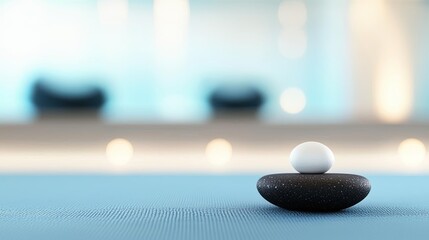 Spa inspired design minimalist concept. Zen stones symbolizing tranquility and balance in a serene indoor environment.