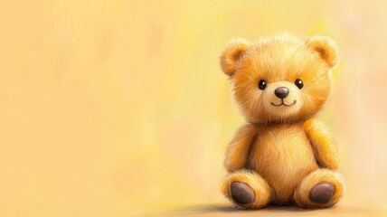 lovable teddy bear flat design front view childhood theme cartoon drawing pastel