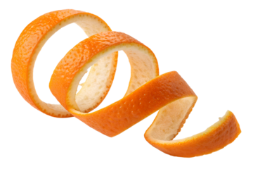 Spiral Orange Peel Twist on Transparent Background | Citrus Stock Image