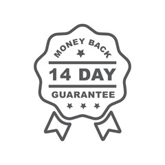14 Day Money Back Guarantee product label or badge or sticker.