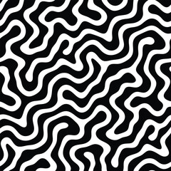 Obraz premium Abstract Seamless Pattern Black White Organic Lines Vector Design