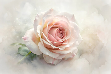 Light pastel pale dusty soft delicate pink rose white abstract watercolor water background 