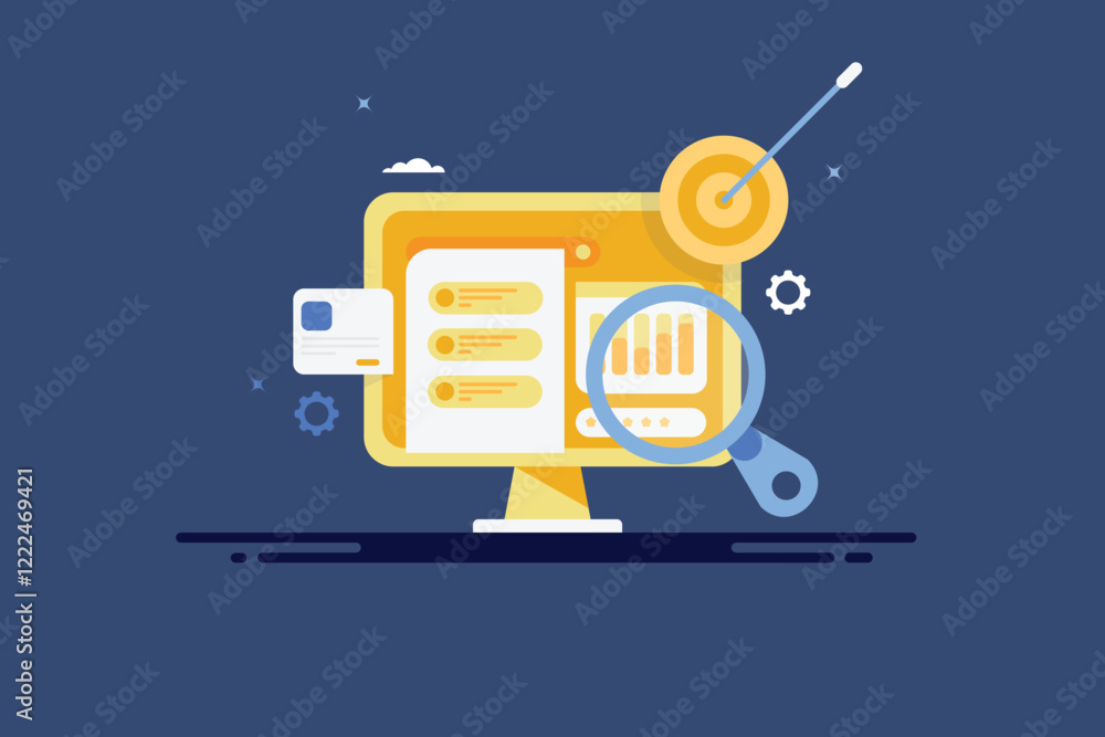 Poster target keyword research and website ranking data analytics, website seo optimization e-business mark