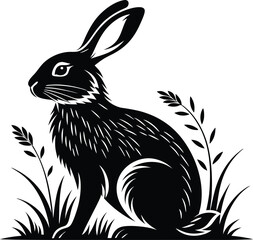 Bunny silhouette, Icon vector, Easter Design