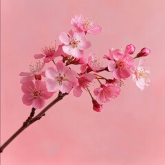 Obraz premium Blossoming cherry blossoms spring season floral soft pink background close-up view nature's beauty in bloom