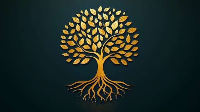 A vibrant and clean logo for a life insurance company, featuring a stylized tree with roots, symbolizing growth and protection, using green and gold tones for trust and stability