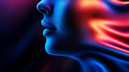 Woman's lips with fire and smoke effect, colorful artistic portrait. Fantasy and surreal art concept