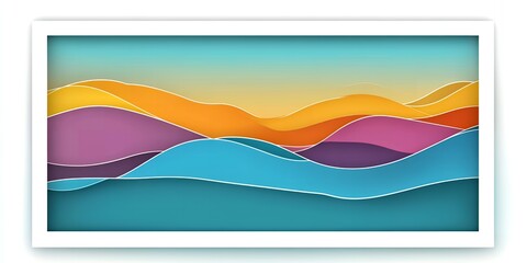 Naklejka premium Abstract Colorful Layered Papercut Landscape Design Modern Art Print Wall Decor