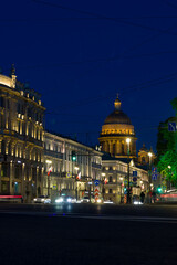 Saint Isaac's Cathedral at night in Saint Petersburg
