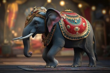 Obraz premium Symbol of wisdom and strength, the Indian elephant holds spiritual significance.