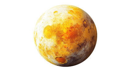 Full yellow moon on transparent background 