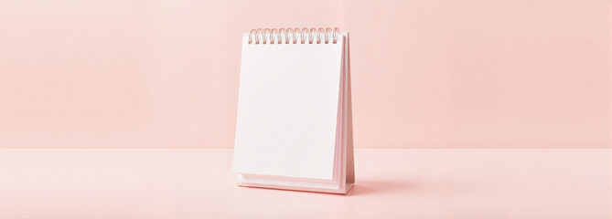 Spiral calendar mockup on pink background