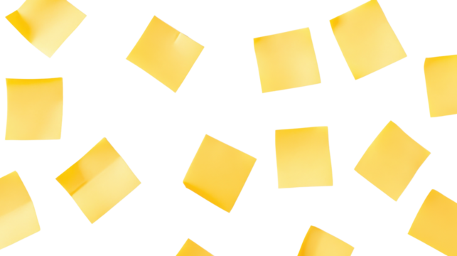 Post it note sticky yellow paper on transparent background