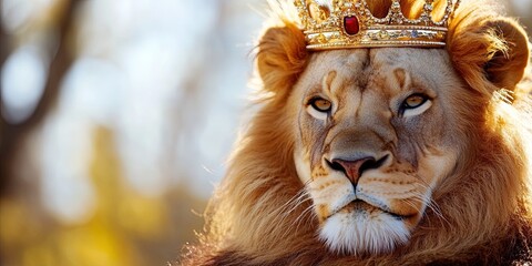 Obraz premium lion wearing a king's crown 