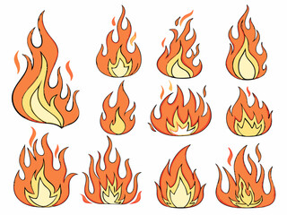 set of fire flames