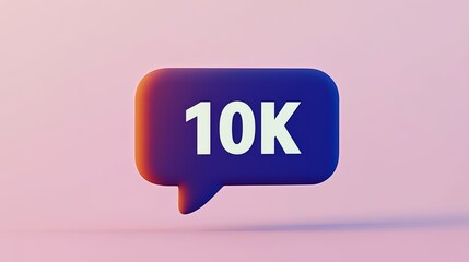 3D Rendering Social Media 10K Follower Notification Banner, Comment Icon On Gradient Background