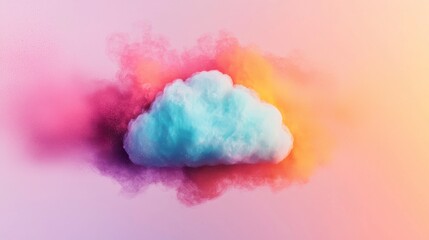 Fototapeta premium Glowing Cloud Icon Surrounded by Soft Watercolor Hues