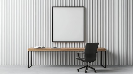 A blank poster frame on the wall of an office