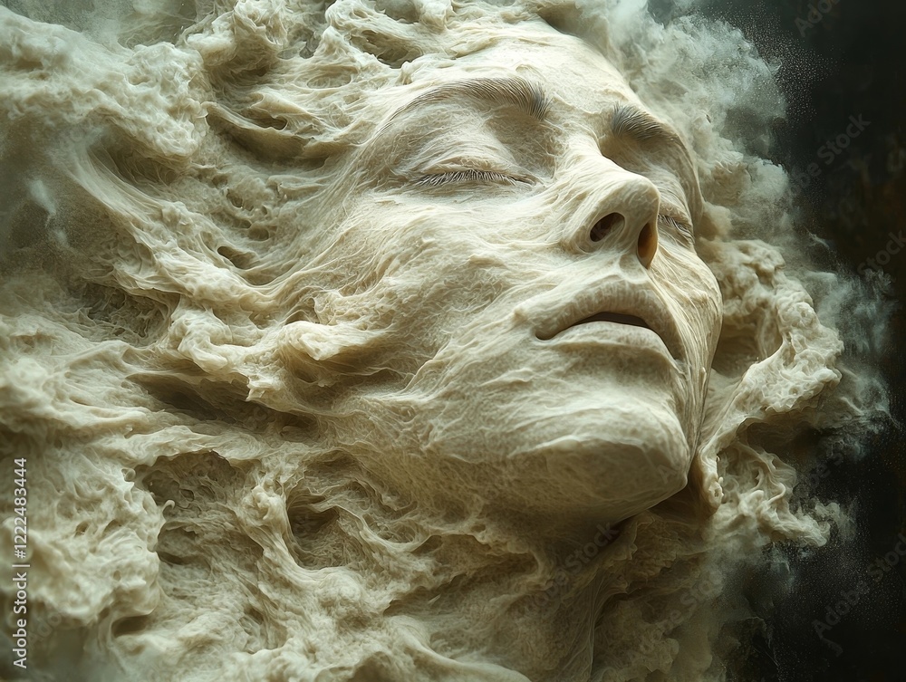 Poster shifting sands of the ethereal face a surreal portrait of dissolving features