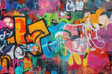 Vivid urban graffiti wall capturing street art energy. Neural network AI generated