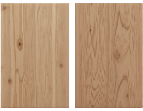 Isolated 2x4 Wooden Boards on Transparent Background. A pair of 2x4 wooden boards isolated on a transparent or white background. The boards feature clear grain patterns and smooth edges.