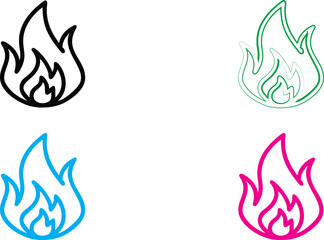 Minimalist fire icons, colorful flame logos, geometric flame designs, simple line art flames, abstract fire symbols, modern elemental emblems, stylized burning icons, clean vector fire graphics, multi