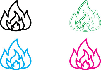 Minimalist fire icons, colorful flame logos, geometric flame designs, simple line art flames, abstract fire symbols, modern elemental emblems, stylized burning icons, clean vector fire graphics, multi