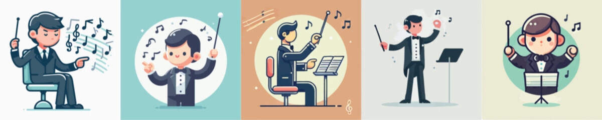 A vector collection of a music composer
