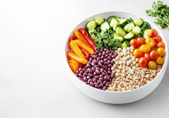 Natural ingredients foods concept. A vibrant bowl of fresh vegetables and legumes, perfect for healthy meals.