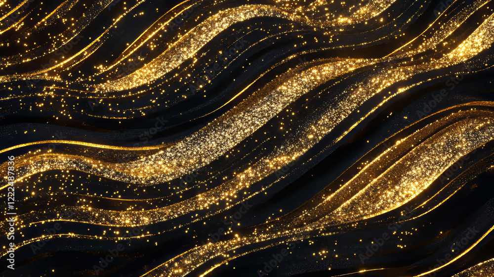 Aufkleber golden waves. abstract gold lines design. shiny moving strips design element with glitter effect on 