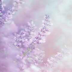 Soft Lavender Blooms with Dreamy Pastel Background in Nature
