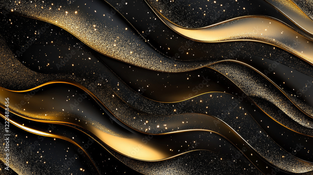 Aufkleber golden waves. abstract gold lines design. shiny moving strips design element with glitter effect on 