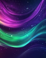 Obraz premium Abstract Space Background with Wavy Lines, Luminous Particles, and Gradient Colors.