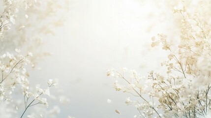 Naklejka premium Delicate White Flowers on Soft Background with Gentle Light Glow
