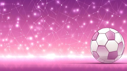 Fototapeta premium Pink Sparkle Soccer Ball Abstract Background