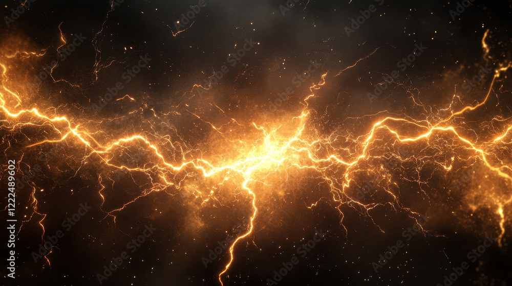 Poster electric lightning balls, energy burst effect with light bolt. abstract power explosion with flashes