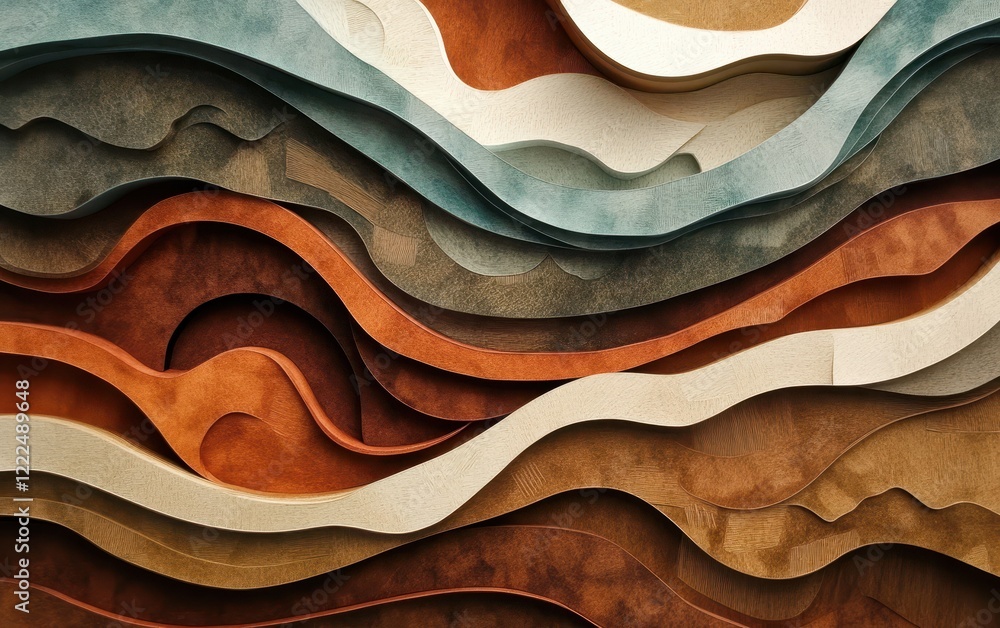 Aufkleber abstract layered wavy pattern with warm earth tones and subtle textures.