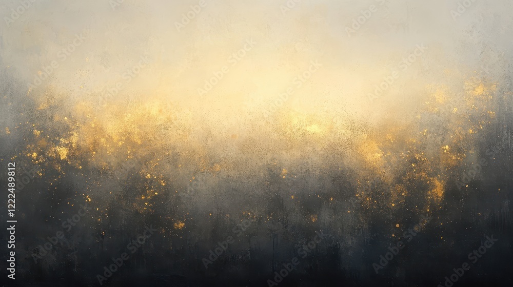 Poster abstract gold speckled gradient background with textured surface, elegant dark to light transition.