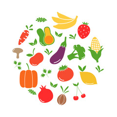 Vegan food icon logo design template vector