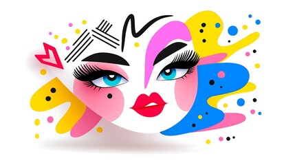 Bold Colorful Abstract Portrait of a Woman With Vivid Makeup
