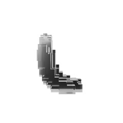 3D Voxel Letter L in a Minimalist Block Design Glass