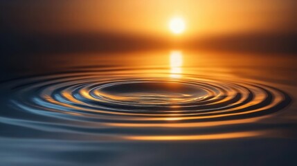 Golden Sunset Water Ripples Abstract Serene Reflective Surface.